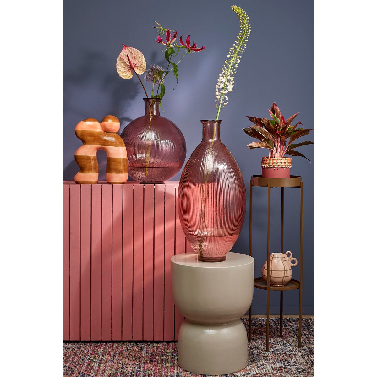 Blush Ripple Firenza Bottle – gerecycled ribbelglas in zachte rosé