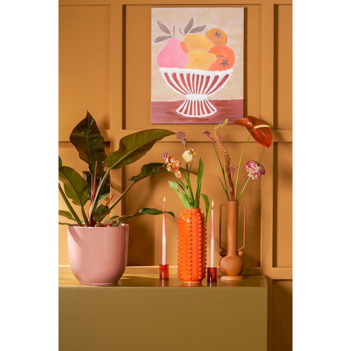 Tangerine Breeze Boaz Vase – handgemaakt keramiek met speelse bobbels