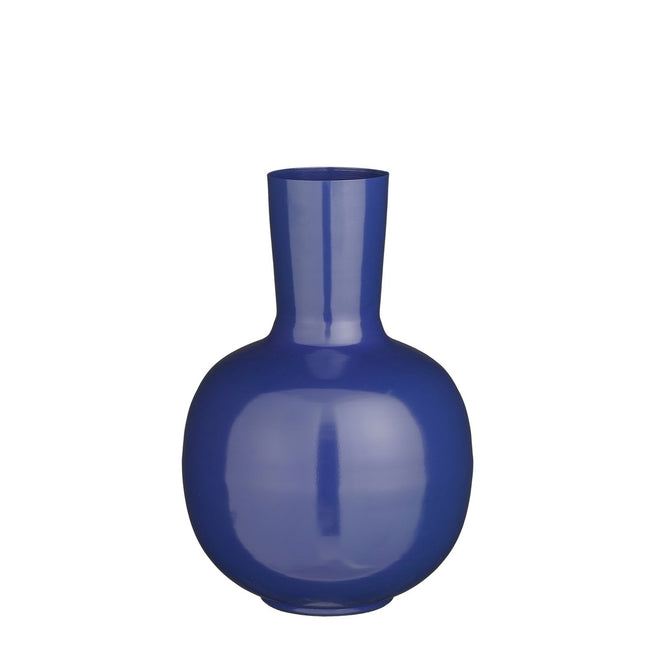 Deep Cobalt Dara Vase – matte metalen statement