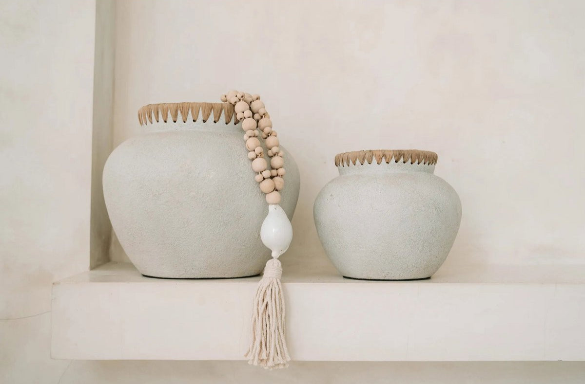 Styly Vazen – terracotta charme met raffia-accent Maat: S