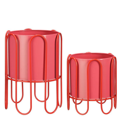 Rosso Rise Dione Duo – metalen planters op elegante stands
