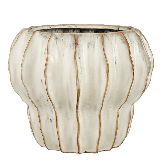 Pearl Ripple Altea Pot – handgemaakt keramiek in helder wit