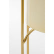 Sunlit Donau Duo – citroengele metalen planters op gouden standaards