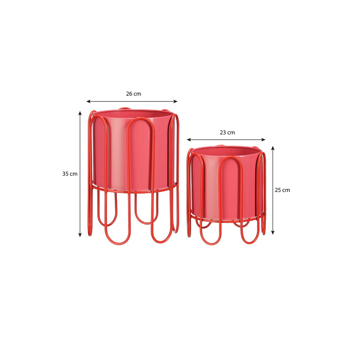 Rosso Rise Dione Duo – metalen planters op elegante stands